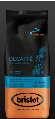 Кофе молотый Bristot Decaffeinato, 250г.